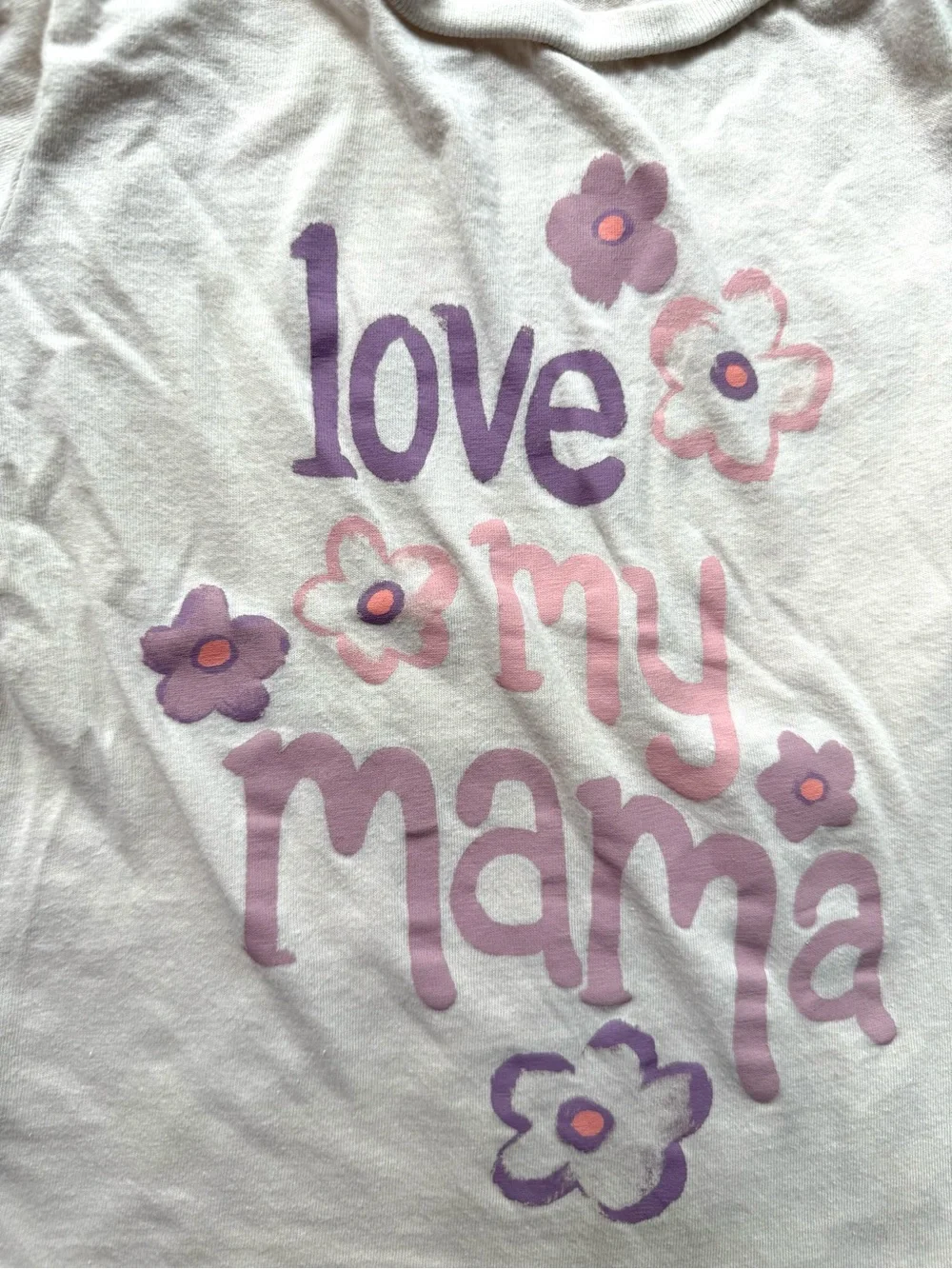 Love My Mama Long Sleeve Tee - Cream with Purple and Pink Graphic